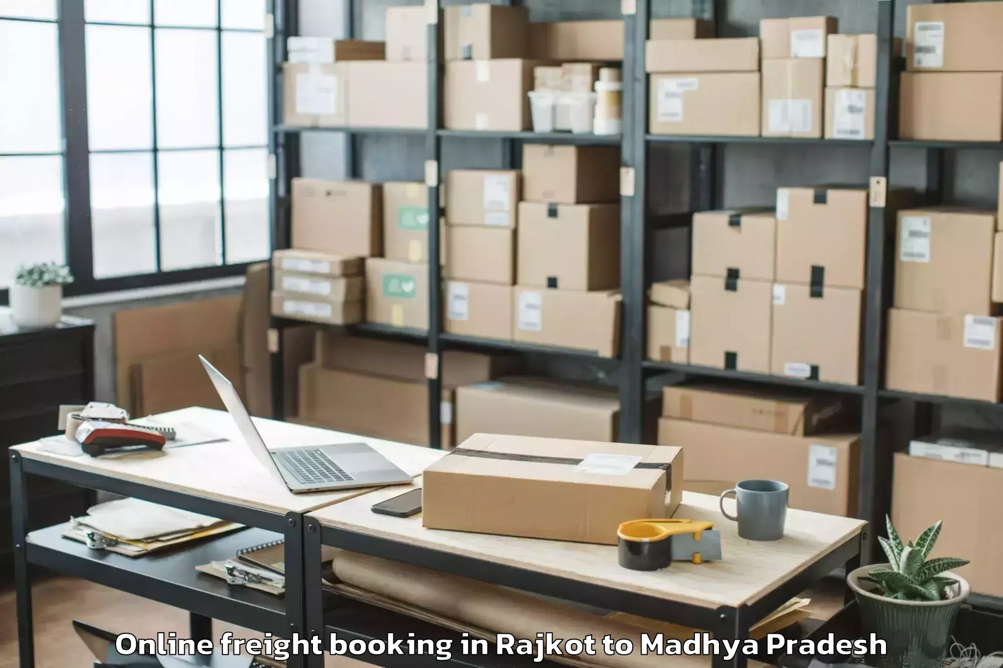 Professional Rajkot to Chanderi Online Freight Booking